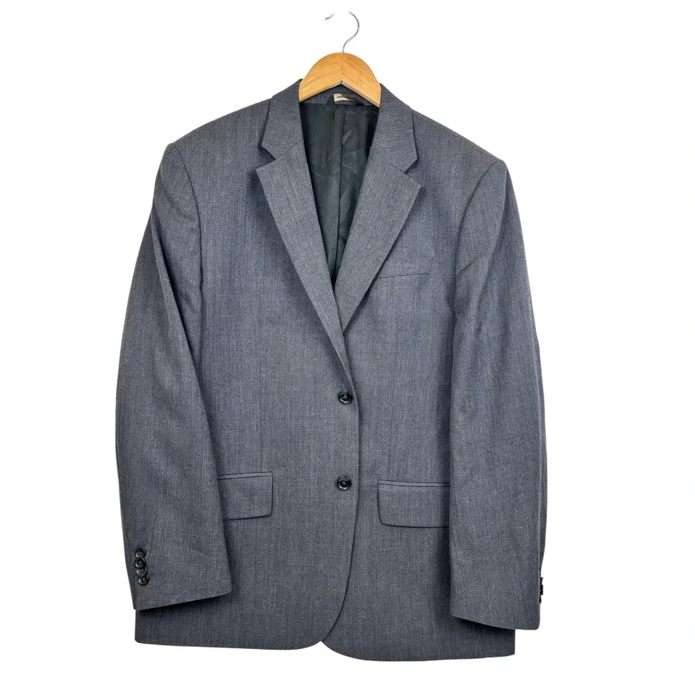 Banana Republic Mens Grey 100% Wool Two Button Suit Jacket Blazer 44R